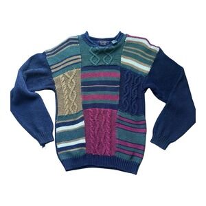 VTG Class Club COOGI Style striped sweater 90s Youth‎ L 12-14 Knit Cosby